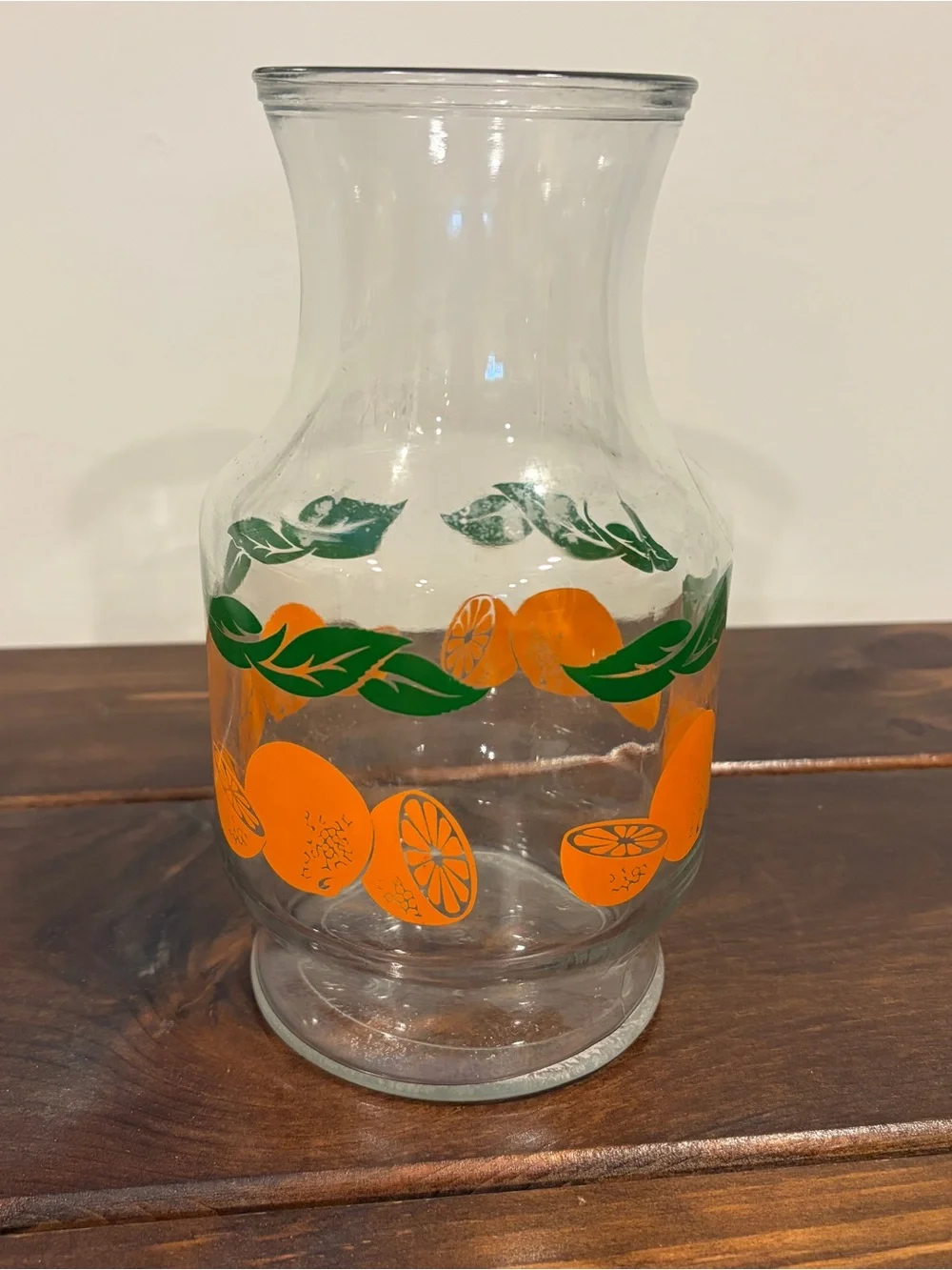 Vintage Anchor Hocking Orange Juice Carafe Pitcher Glass 1987 Citrus Retro